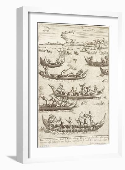 Nobility Hunting Fowl in the Venetian Lagoon in Winter, 1610-Giacomo Franco-Framed Giclee Print