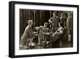 Nobility Pouring Champagne over Woman's Foot-null-Framed Art Print