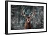 Noble Deer Male in Winter Snow Forest. Artistic Winter Christmas Landscape.-null-Framed Photographic Print