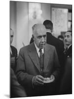 Noble Prize Winner Niels Bohr Concentrating on Something Afar While Holding a Drink in His Hands-null-Mounted Premium Photographic Print