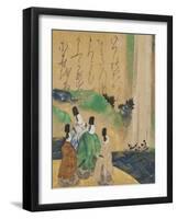 Nobles Viewing the Nunobiki Waterfall, C.1643-Tawaraya Sotatsu-Framed Giclee Print