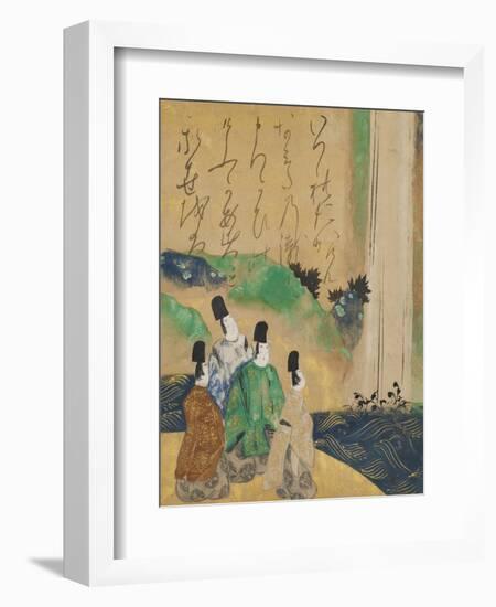 Nobles Viewing the Nunobiki Waterfall, C.1643-Tawaraya Sotatsu-Framed Giclee Print