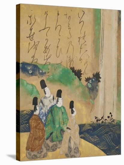 Nobles Viewing the Nunobiki Waterfall, C.1643-Tawaraya Sotatsu-Stretched Canvas