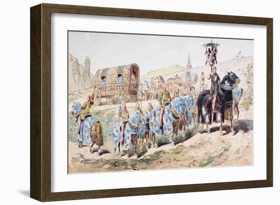 Noblewoman in Horse Drawn Coach Escorted by Trumpet Players in the 13th Century, 1886-Armand Jean Heins-Framed Giclee Print