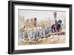 Noblewoman in Horse Drawn Coach Escorted by Trumpet Players in the 13th Century, 1886-Armand Jean Heins-Framed Giclee Print