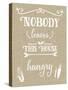 Nobody Leaves House Hungry Burlap Distress Treatment-Leslie Wing-Stretched Canvas