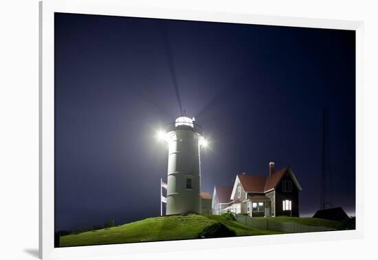 Nobska Light in Fog at Night-Paul Souders-Framed Photographic Print