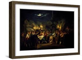 Nocturnal Dance in Piazza Barberini after Harvest-Bartolomeo Pinelli-Framed Giclee Print