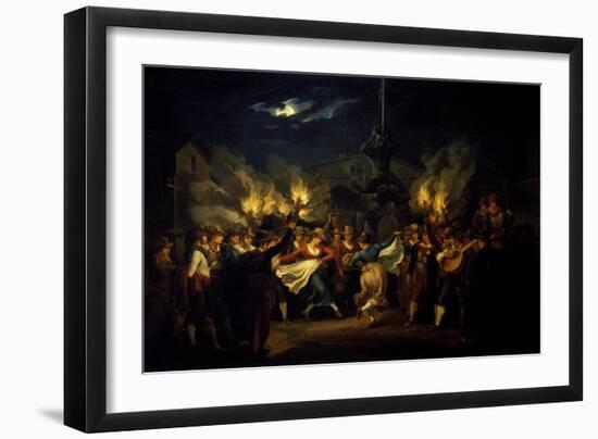 Nocturnal Dance in Piazza Barberini after Harvest-Bartolomeo Pinelli-Framed Giclee Print