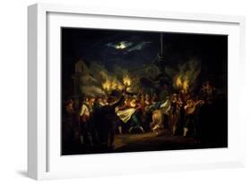 Nocturnal Dance in Piazza Barberini after Harvest-Bartolomeo Pinelli-Framed Giclee Print