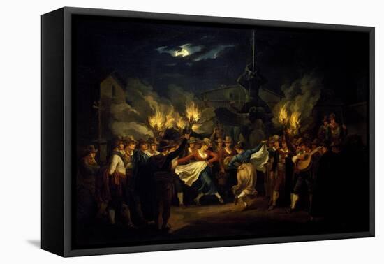 Nocturnal Dance in Piazza Barberini after Harvest-Bartolomeo Pinelli-Framed Stretched Canvas