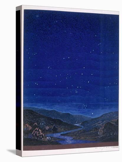 Nocturnal Landscape, Illustration from Rudyard Kipling's 'Kim', 1930-Francois-Louis Schmied-Stretched Canvas