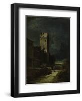 Nocturnal Landscape with Night Watchman, about 1875/80-Carl Spitzweg-Framed Giclee Print