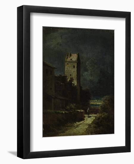 Nocturnal Landscape with Night Watchman, about 1875/80-Carl Spitzweg-Framed Giclee Print