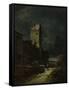 Nocturnal Landscape with Night Watchman, about 1875/80-Carl Spitzweg-Framed Stretched Canvas