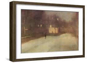 Nocturne In Gray and Gold, Snow In Chelsea-James Abbott McNeill Whistler-Framed Art Print