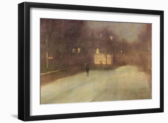 Nocturne In Gray and Gold, Snow In Chelsea-James Abbott McNeill Whistler-Framed Art Print