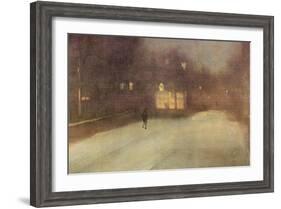 Nocturne in Gray and Gold, Snow in Chelsea-James Abbott McNeill Whistler-Framed Art Print