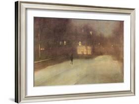 Nocturne in Gray and Gold, Snow in Chelsea-James Abbott McNeill Whistler-Framed Art Print