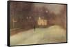 Nocturne in Gray and Gold, Snow in Chelsea-James Abbott McNeill Whistler-Framed Stretched Canvas