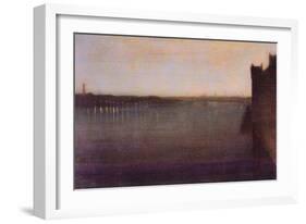 Nocturne In Gray and Gold, Westminster Bridge-James Abbott McNeill Whistler-Framed Art Print