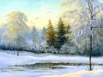 Beautiful Winter Landscape, Canvas, Oil-nodff-Framed Stretched Canvas