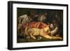 Noe's Drunkenness (Noe, Drunk, is Discovered Naked by His Three Sons, Sam and Japhet, Who Want to C-Giovanni Bellini-Framed Giclee Print