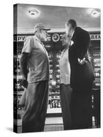 Noel Coward Chatting with Ernest Hemingway and Alec Guinness on Set Location at Sloppy Joe's Bar-Peter Stackpole-Stretched Canvas