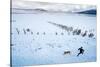 Noelle Zmuda And Her Dog Tink Go For A Cold Winter Run On Pond Oreille Bay Trail, Sandpoint, Idaho-Ben Herndon-Stretched Canvas