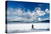 Noelle Zmuda Goes For Winter Run On The Pond Oreille Bay Trail, Sandpoint, Idaho. Lake Pend Oreille-Ben Herndon-Stretched Canvas