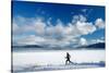 Noelle Zmuda Goes For Winter Run On The Pond Oreille Bay Trail, Sandpoint, Idaho. Lake Pend Oreille-Ben Herndon-Stretched Canvas