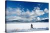 Noelle Zmuda Goes For Winter Run On The Pond Oreille Bay Trail, Sandpoint, Idaho. Lake Pend Oreille-Ben Herndon-Stretched Canvas