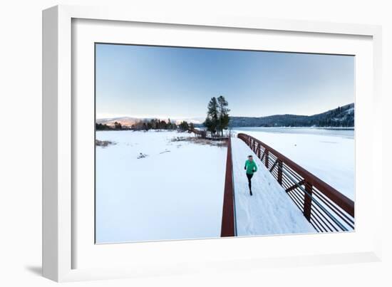 Noelle Zmuda, Winter Run At Balto Dog Park Along The Pend Oreille River Near Sandpoint, Idaho-Ben Herndon-Framed Photographic Print