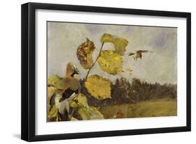 Nötskrikor Jays. Date/Period: 1886. Painting. Oil on canvas. Height: 510 mm (20.07 in); Width: 6...-BRUNO LILJEFORS-Framed Premium Giclee Print