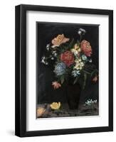 Noir Floral II-Megan Meagher-Framed Art Print