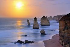 Moon Setting in Twelve Apostles Sea Rocks in Hdr Effect-Nokuro-Framed Photographic Print