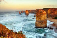 Moon Setting in Twelve Apostles Sea Rocks in Hdr Effect-Nokuro-Framed Photographic Print