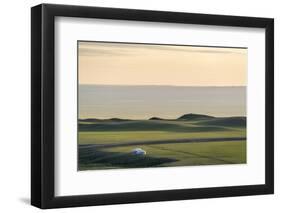 Nomadic camp and hills, Bayandalai district, South Gobi province, Mongolia, Central Asia, Asia-Francesco Vaninetti-Framed Photographic Print