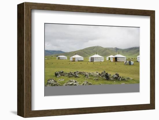 Nomadic family ger camp, Orkhon valley, South Hangay province, Mongolia, Central Asia, Asia-Francesco Vaninetti-Framed Photographic Print