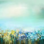Abstract Colorful Oil Painting on Canvas. Semi- Abstract Image of Flowers-Nongkran_ch-Photographic Print