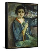 Nono with Umbrella-Henri Lebasque-Framed Stretched Canvas