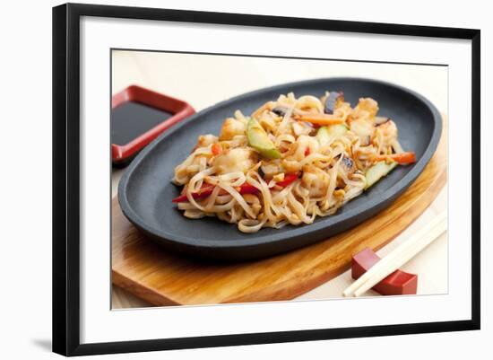 Noodles with Seafood. Japanese Cuisine-Gresei-Framed Photographic Print