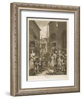 Noon a Group of Huguenots Attend Chapel Opposite an Eating House-William Hogarth-Framed Art Print