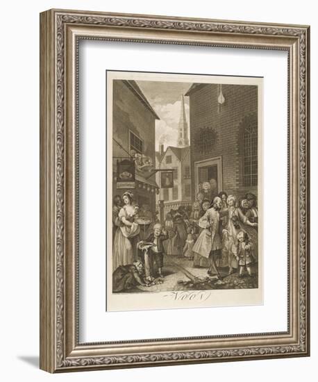 Noon a Group of Huguenots Attend Chapel Opposite an Eating House-William Hogarth-Framed Art Print