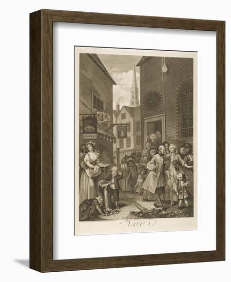 Noon a Group of Huguenots Attend Chapel Opposite an Eating House-William Hogarth-Framed Art Print