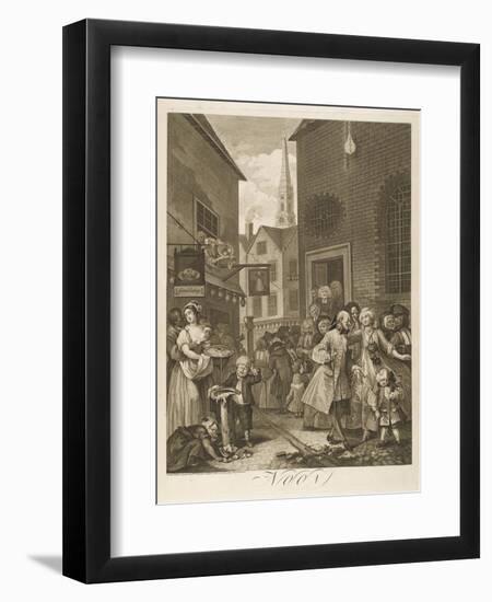 Noon a Group of Huguenots Attend Chapel Opposite an Eating House-William Hogarth-Framed Art Print