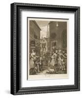 Noon a Group of Huguenots Attend Chapel Opposite an Eating House-William Hogarth-Framed Art Print