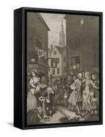 Noon in London streets-William Hogarth-Framed Stretched Canvas