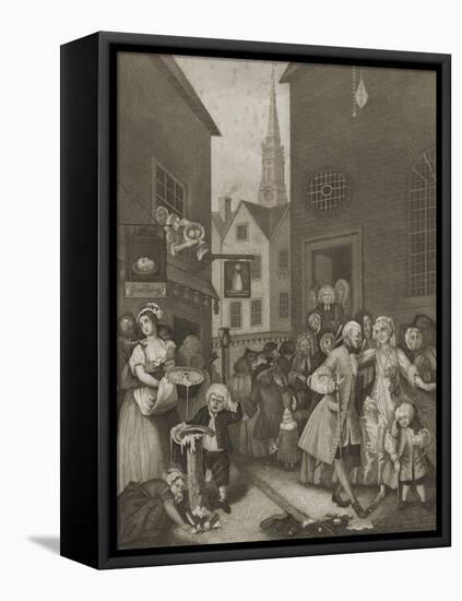 Noon in London streets-William Hogarth-Framed Stretched Canvas