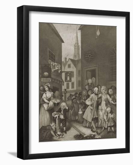 Noon in London streets-William Hogarth-Framed Giclee Print